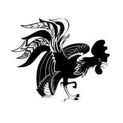 Black rooster logo tamplate for calendar, banner, poster. Cock cartoon icon isolated on white background. Vector illustration eps 10 format.
