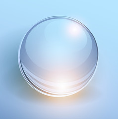 3D glass ball on blue background