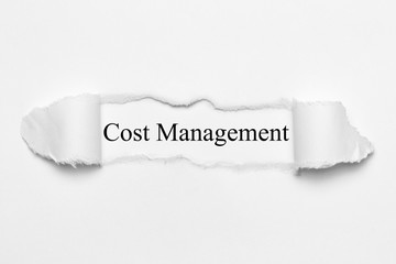 Cost Management on white torn paper - obrazy, fototapety, plakaty