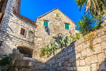 Obraz premium Split old town architecture. / View at marble traditional architecture in old city center of Split, Croatia.