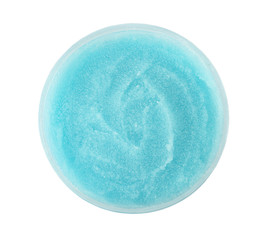 Natural scrub in container on white background