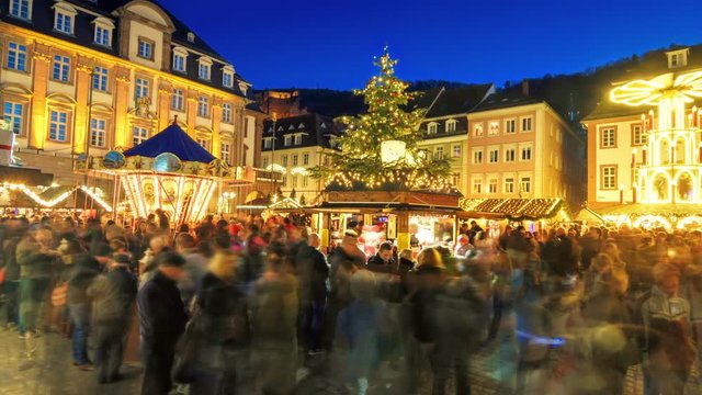 Timelapse Video: Weihnachtsmarkt in Heidelberg bei D&auml;mmerung 
