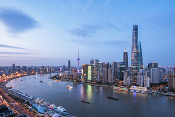 Fototapeta na wymiar Aerial View of Lujiazui Financial District in Shanghai,China