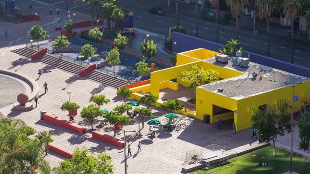 Downtown Los Angeles Pershing Square Cafe Day Timelapse