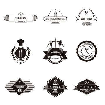 Flat and plain restaurant logo vintage with black and white color