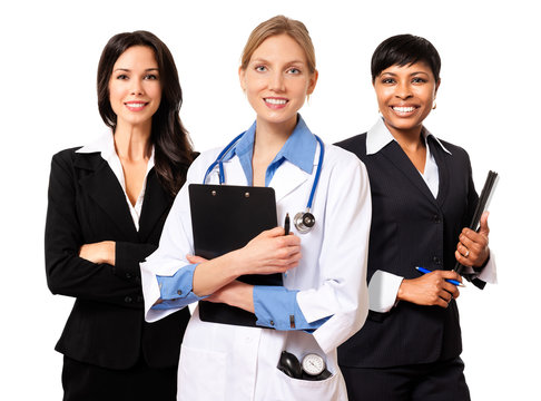 Female Hospital Administrators Isolated On White Background