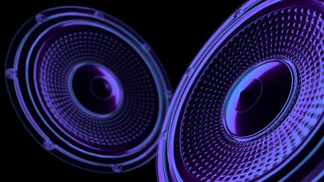 vj musical seamless loop - neon speakers. 3D render