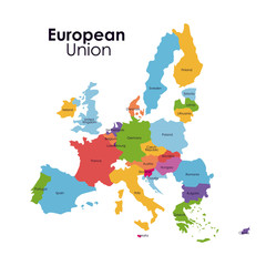 European union map icon. Europe nation and government theme. Colorful design. Vector illustration