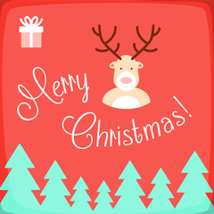 Fototapeta na wymiar Merry Christmas card with deer