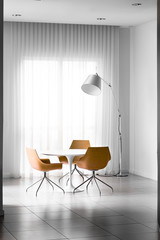 Modern interior table and lamp