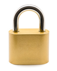 Fototapeta premium Brass Padlock isolated on White background