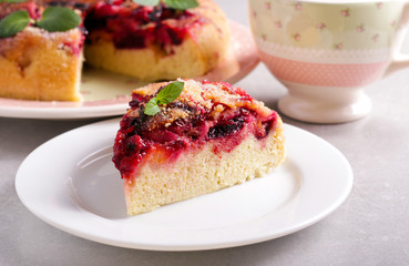 Plum upside down sponge cake