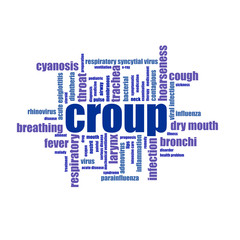 Obraz premium Croup word cloud collage illustration. Medicine, treatment, cough.