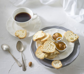 Cup of tea on the white table