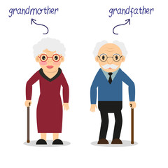 Aged people. Grandmother. Grandfather. Old age. Disability. For your design.