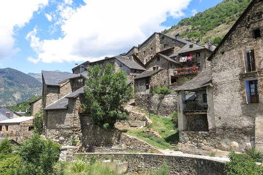 Durro, typical stone village in the Catalan Pyrenees. valley of