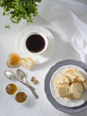Cup of tea on the white table