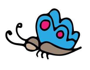 Blue butterfly for tattoo, coloring book