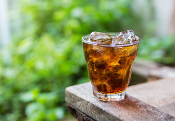 cola with ice cubes.