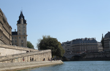 view of Paris from the Seine