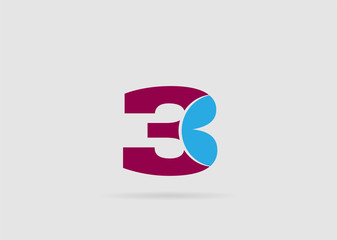 Number logo design.Number three logo.Logo 3 vector template
