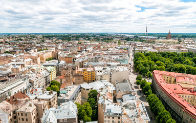 Fototapeta premium Cityscape of Riga and its Stunning Rooftops, Latvia