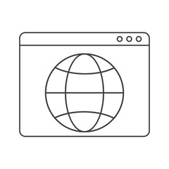 Website and sphere icon. Global communication intenet connectivity web and technology theme. Isolated design. Vector illustration