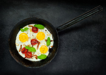 Fried Eggs in Cooking Pan