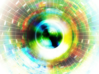 music notes in space with stars. abstract color background. Music concept.