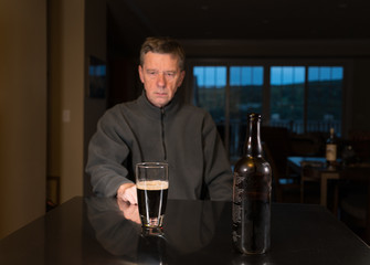 Senior caucasian adult man with depression