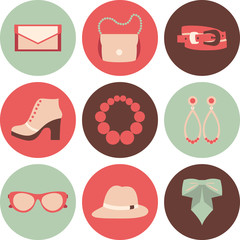Vector icons design concept of fashion accessories