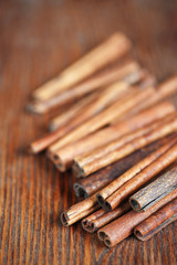 Sticks of cinnamon on the table
