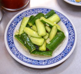 Cucumber closeup at restaurant in Taiwan