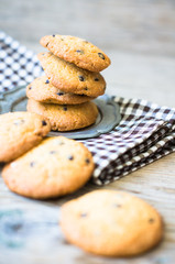 Sweet cookies on wooden table