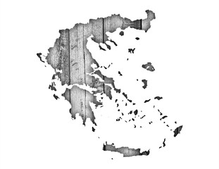 Karte von Griechenland auf verwittertem Holz