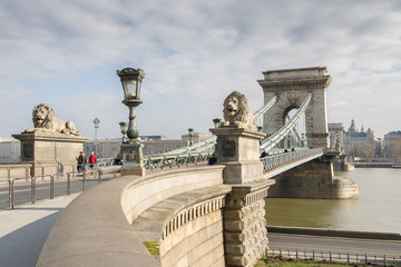 Fototapeta na wymiar The Szechenyi Chain Bridge in Budapest, Hungary.