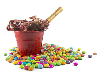skeleton in bucket and candy color