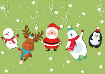 Hanging waving New Year's characters on the ropes.