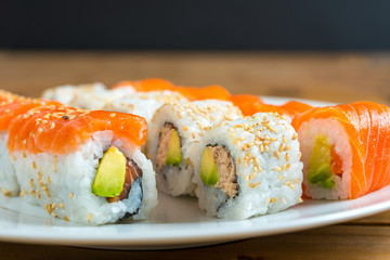 fresh sushi traditional japanese food on the table