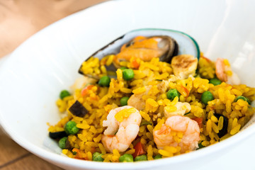 Prawn with rice - closeup of prawn with rice - traditionnal span