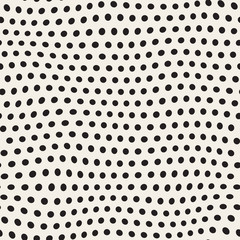 Vector Seamless Black And White Irregular Polka Dots Distorted Pattern