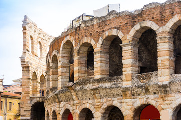 Fototapeta premium Beautiful street view of Verona center which is a world heritag