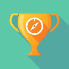 Long shadow gold award cup with a compass