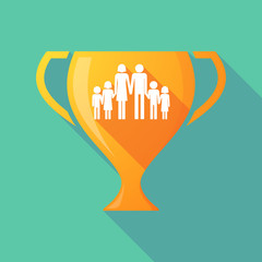 Long shadow gold award cup with a large family  pictogram