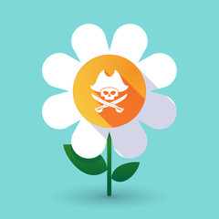 Long shadow daisy flower with a pirate skull
