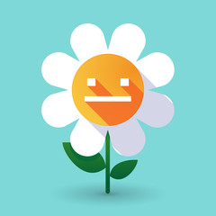 Long shadow daisy flower with a emotionless text face