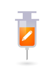Isolated  syringe with a pencil