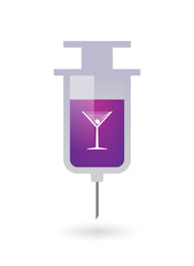 Isolated  syringe with a cocktail glass