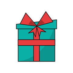 Gift with bowtie icon. Merry christmas season celebration and decoration theme. Isolated design. Vector illustration