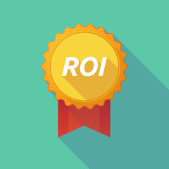Long shadow badge with    the return of investment acronym ROI